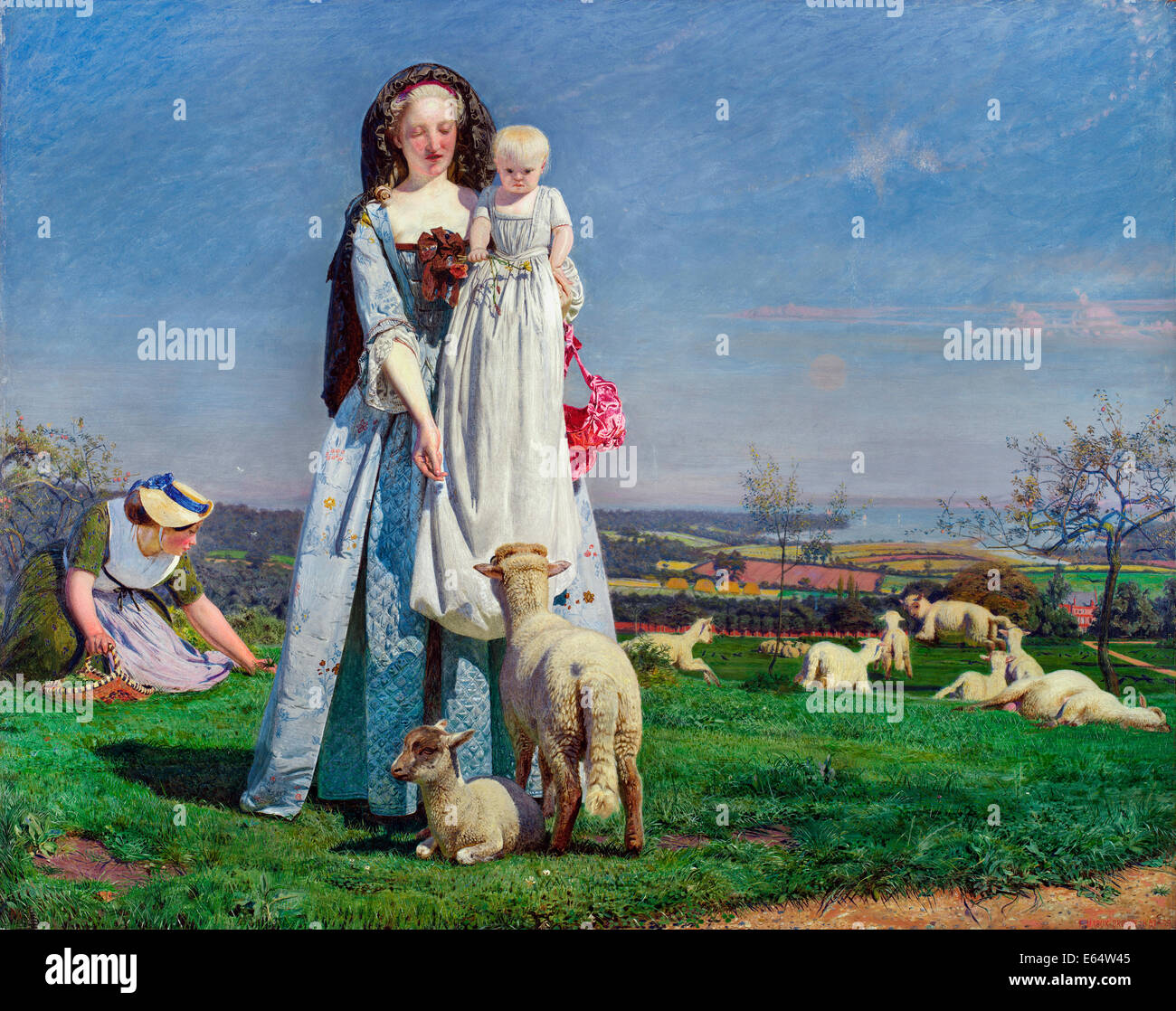 Ford Madox Brown, Pretty Baa-Lambs 1851-1859 Oil on panel. Birmingham Museum and Art Gallery, Birmingham England. Stock Photo