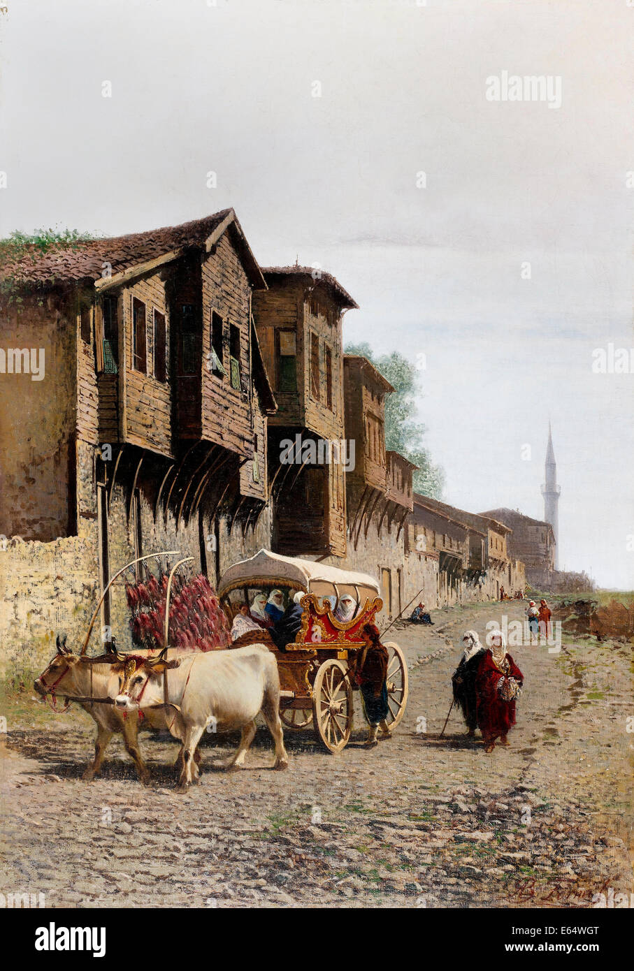 Achille Befani Formis, The 'Kocu' Cart. 19th Century. Oil on canvas. Pera Museum, Istanbul, Turkey. Stock Photo
