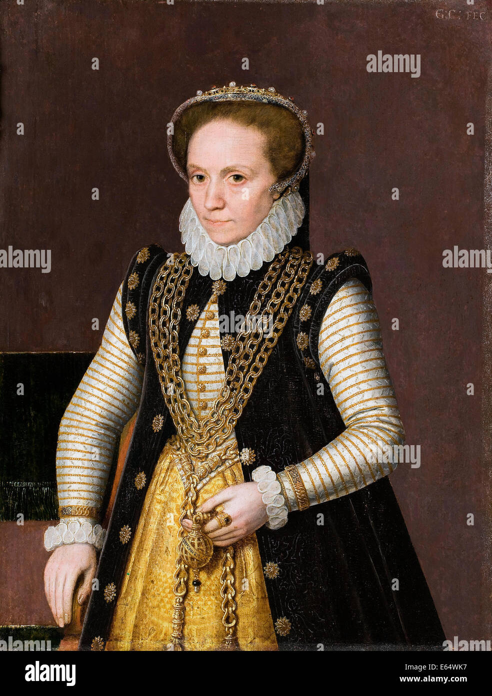 Monogrammist G.E.C., Portrait of an Unknown French Noblewoman 1560-1569 Oil on panel. Hallwyl Museum, Stockholm, Sweden. Stock Photo