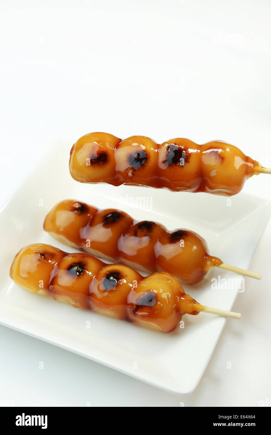Mitarashi dango (Japanese skewered sweet dumplings Stock Photo Alamy