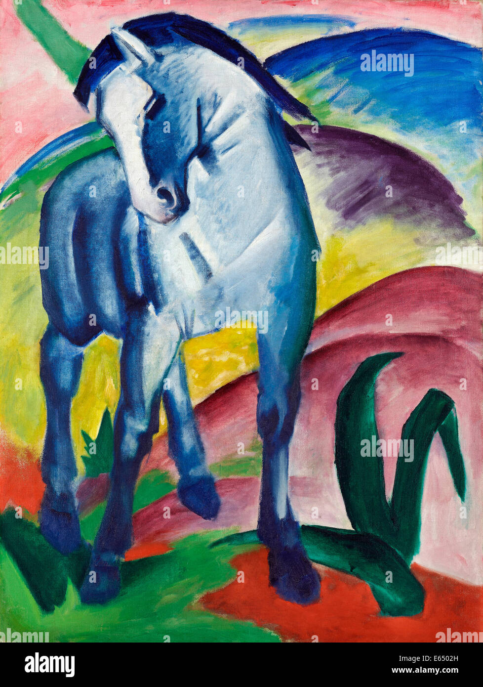 Franz Marc, Blaues Pferd I. 1911 Oil on canvas. Lenbachhaus, Munich, Germany. Stock Photo