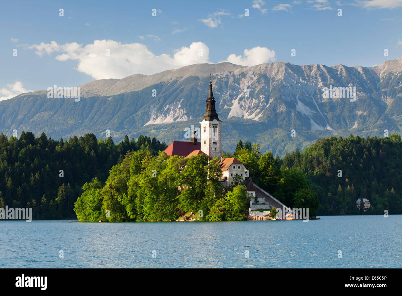 Bled island with St. Mary's Church, Lake Bled, Bled, Slovenia Stock Photo