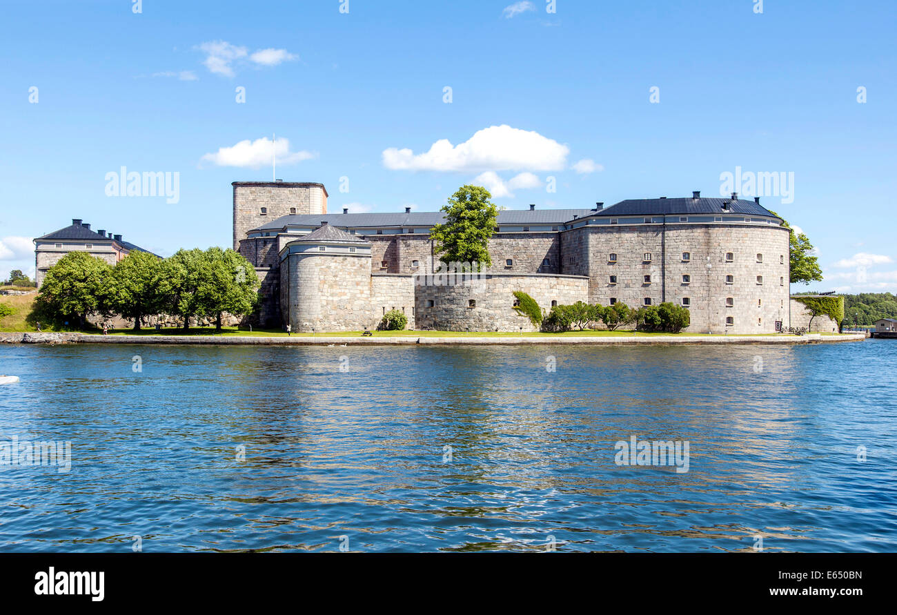 Vaxholm fortress, near Vaxholm, Stockholm archipelago, Stockholm, Stockholm County, Sweden Stock Photo