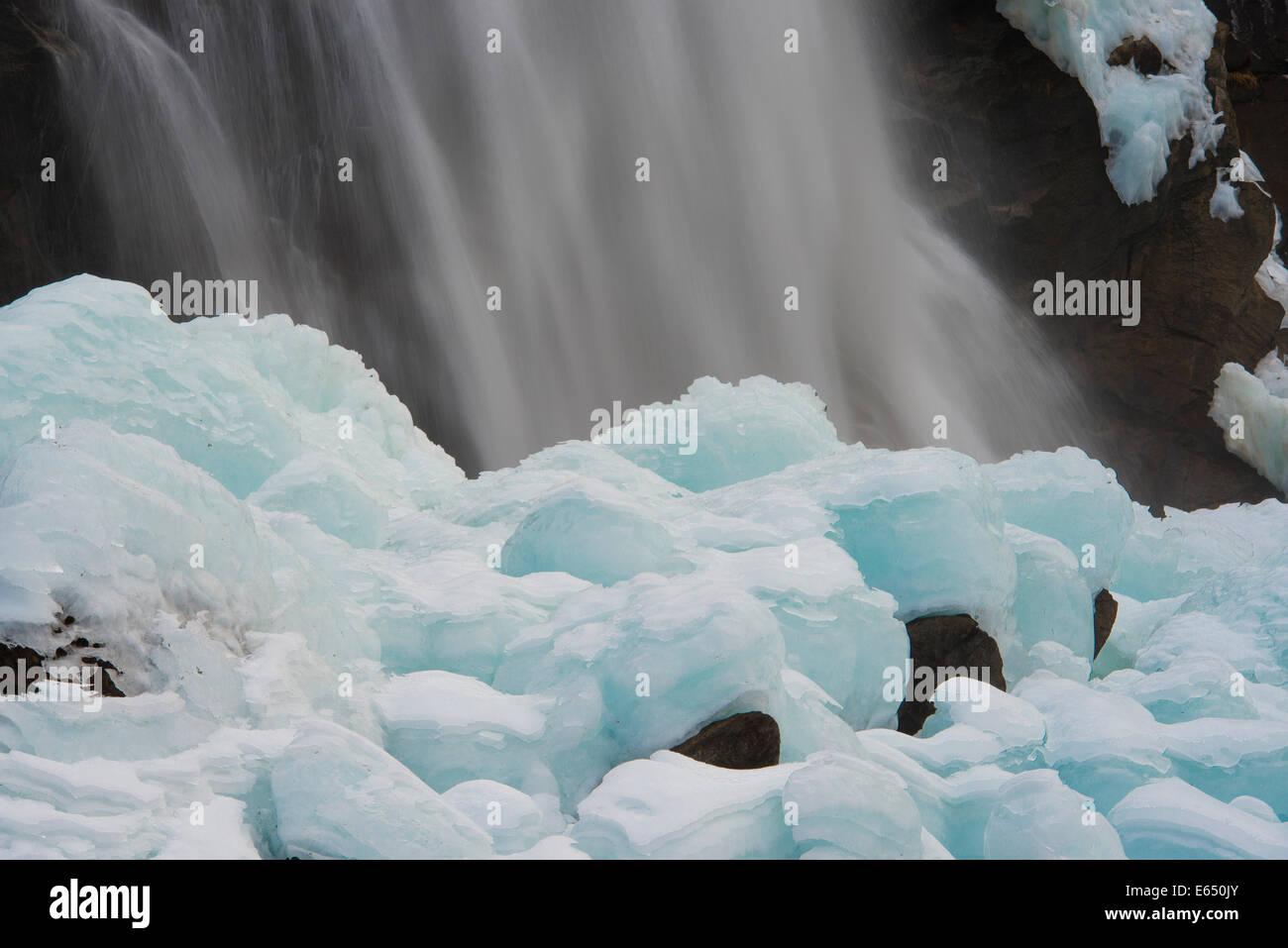 A waterfall in winter, Krimml Waterfalls, Krimml, Zell am See District, High Tauern National Park, Salzburg, Austria Stock Photo