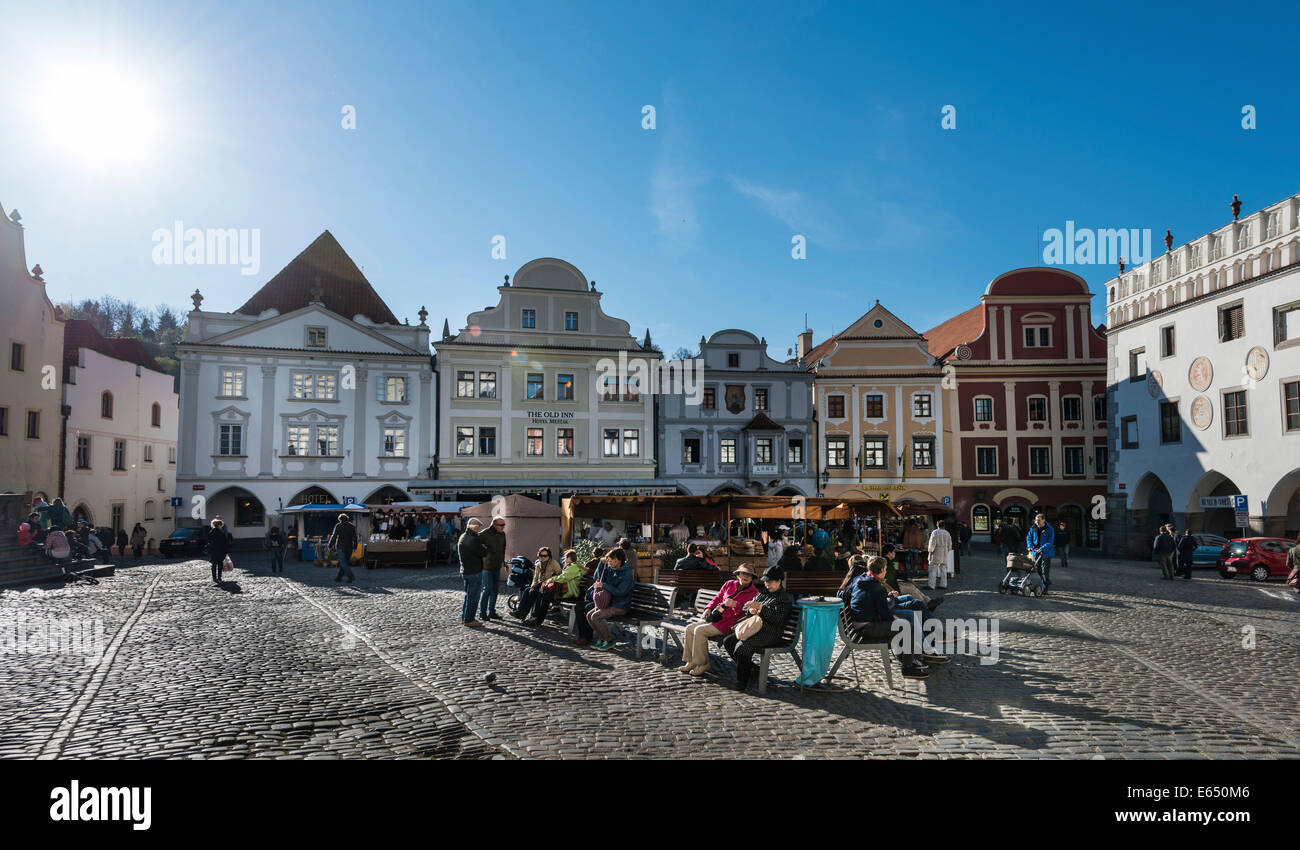 Namesti Svornosti square, historic centre, UNESCO World Heritage Site, Český Krumlov, South Bohemia, Czech Republic Stock Photo