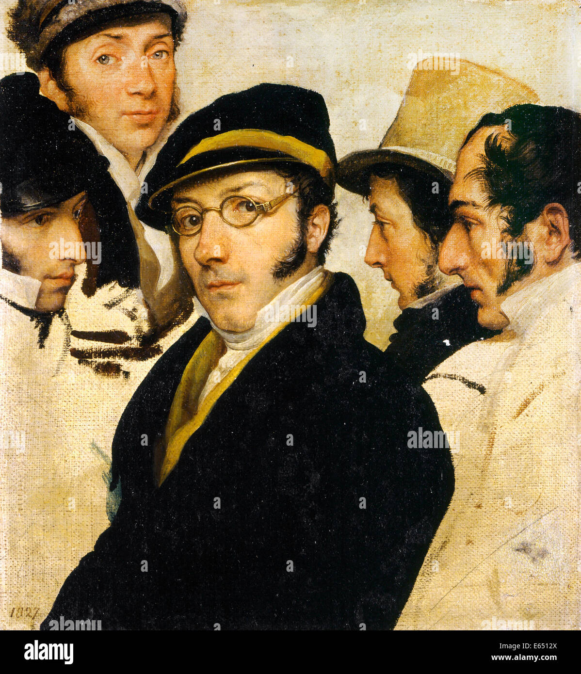 Francesco Hayez, Self Portrait in a Group of Friend 1824-1827 Oil on canvas. Museo Poldi Pezzoli, Milan, Italy. Stock Photo