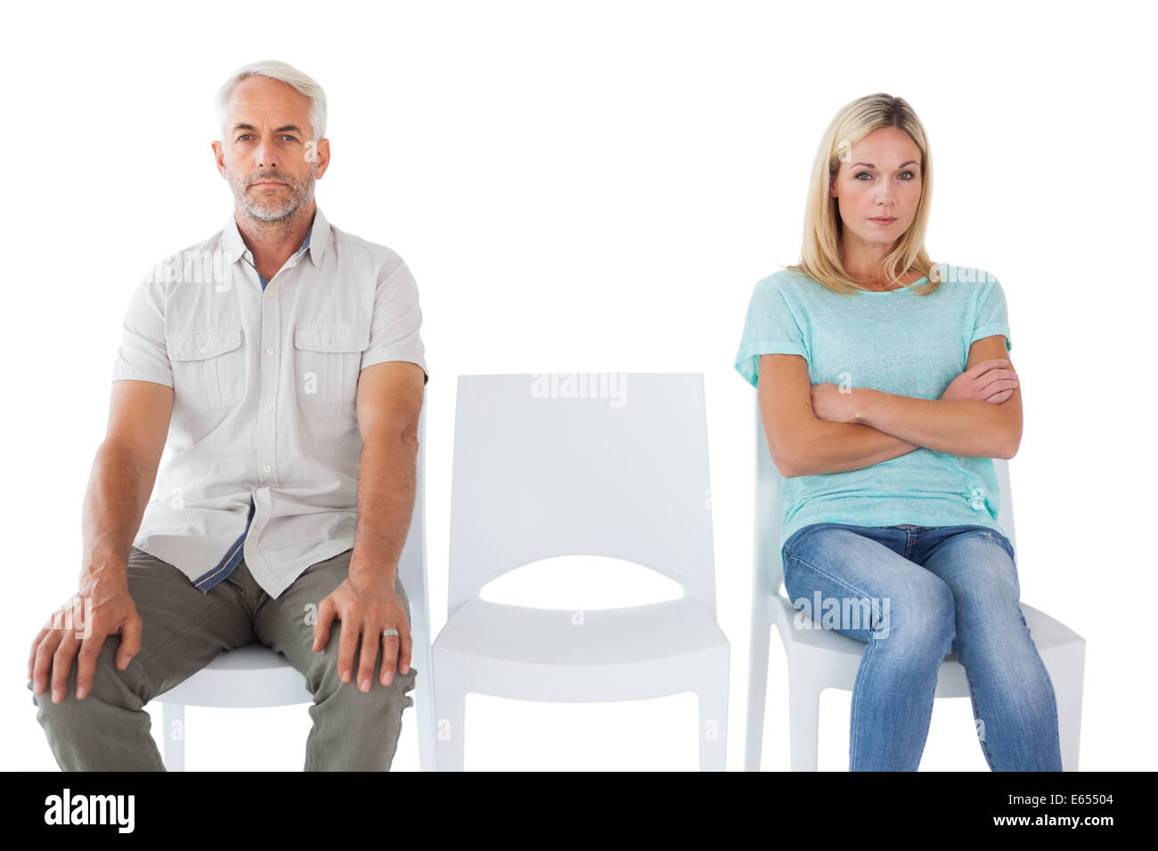 Couple sitting talking chair Cut Out Stock Images & Pictures - Alamy