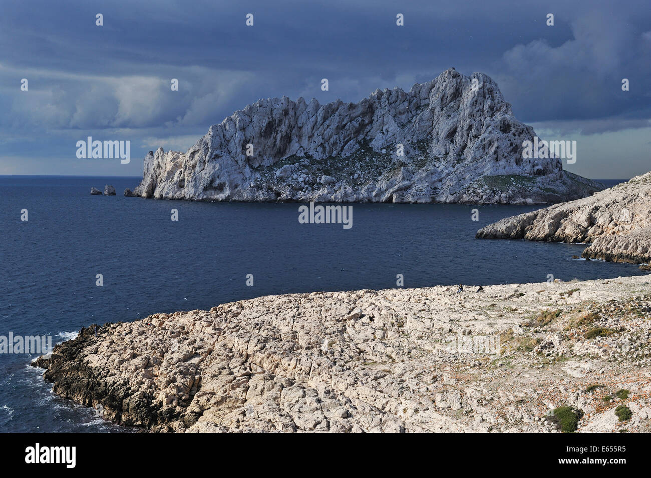 Stormy weather on Maire Island, Mediterranean Sea, Marseille, France, Europe Stock Photo