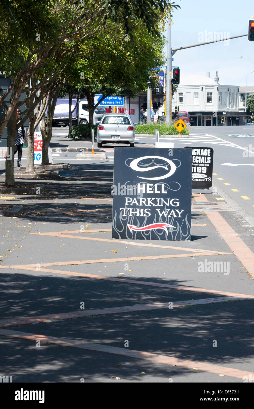 Hell parking sign Auckland Stock Photo Alamy