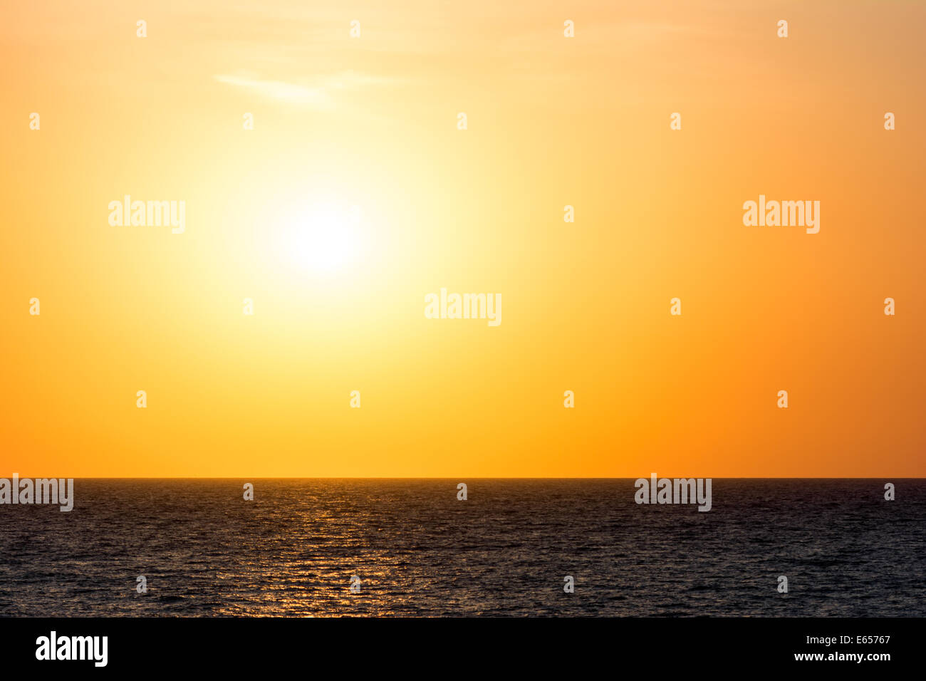 Orange Morning Sky Sunrise Over The Ocean Stock Photo - Alamy