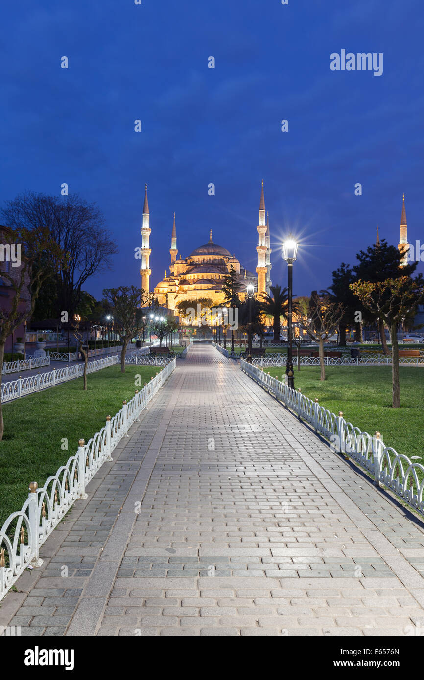 Sultanahmet Blue Mosque at night, Istanbul, Turkey Stock Photo - Alamy