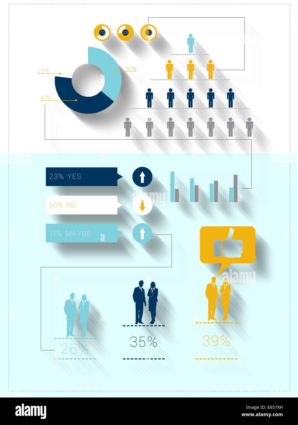 Digitally generated blue and yellow business infographic Stock Photo