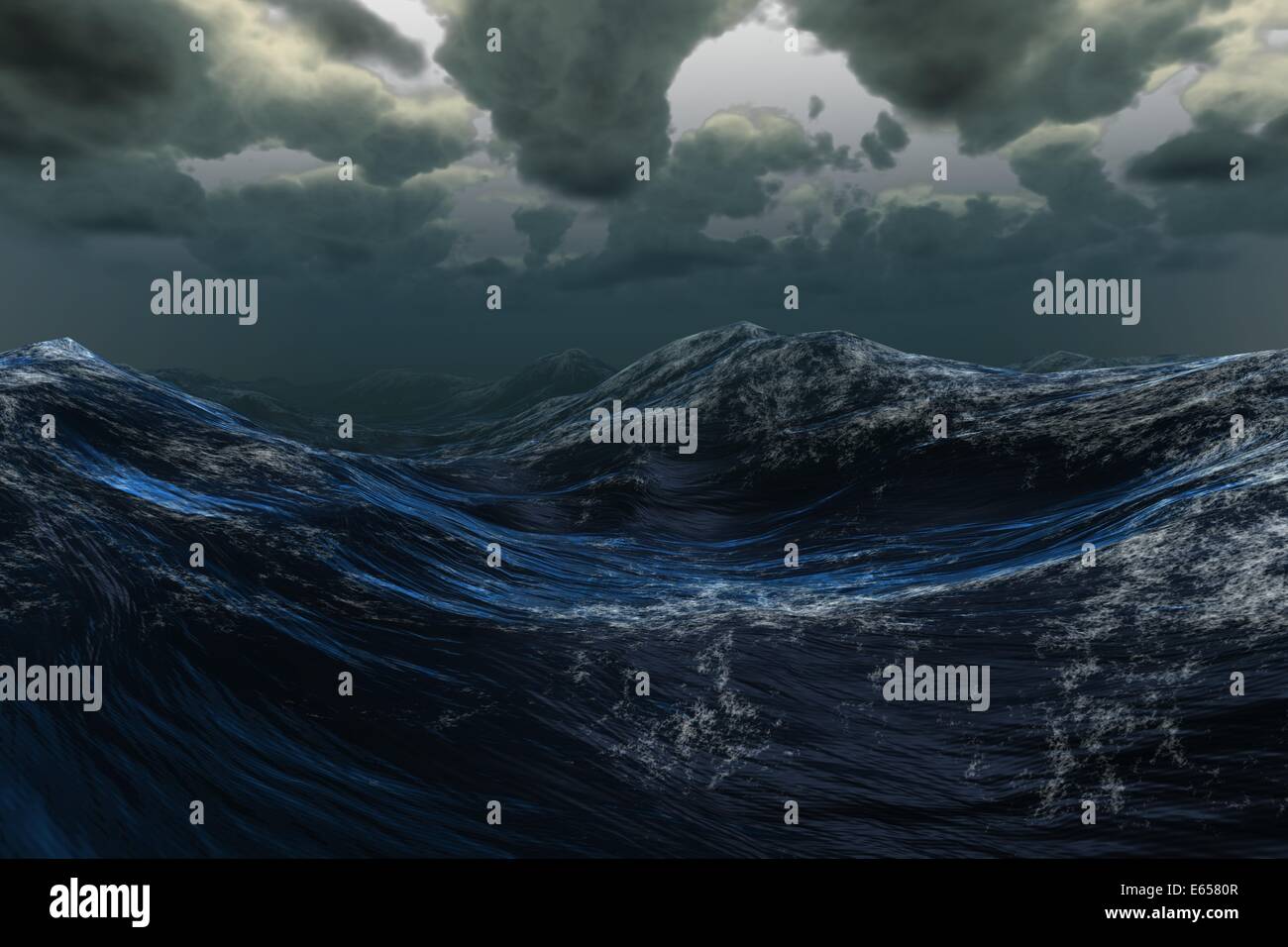 Stormy sea under dark sky Stock Photo - Alamy
