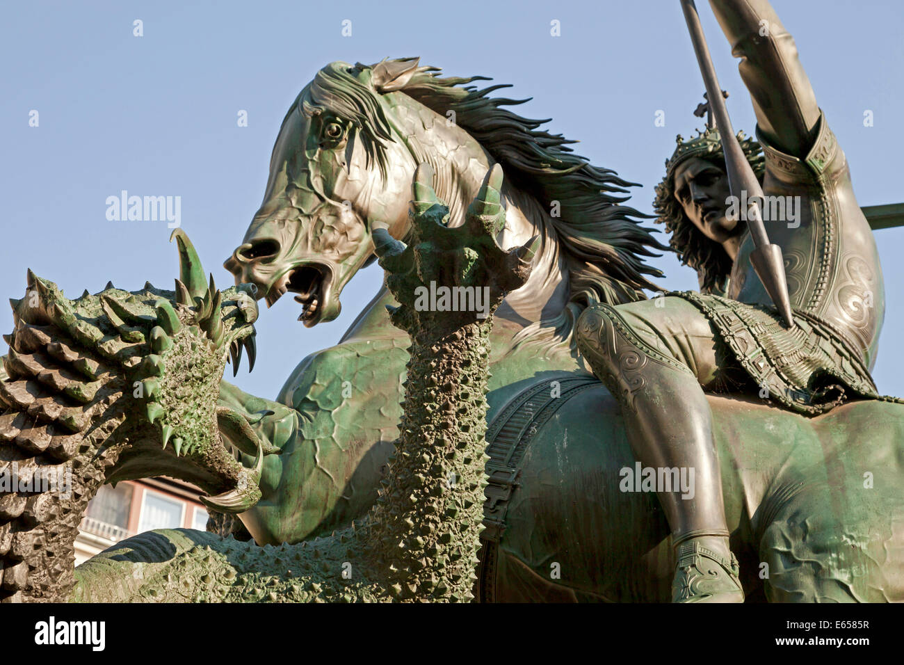 St George the dragon-slayer,  Nikolaiviertel or Nicholas' Quarter in Berlin, Germany, Europe Stock Photo