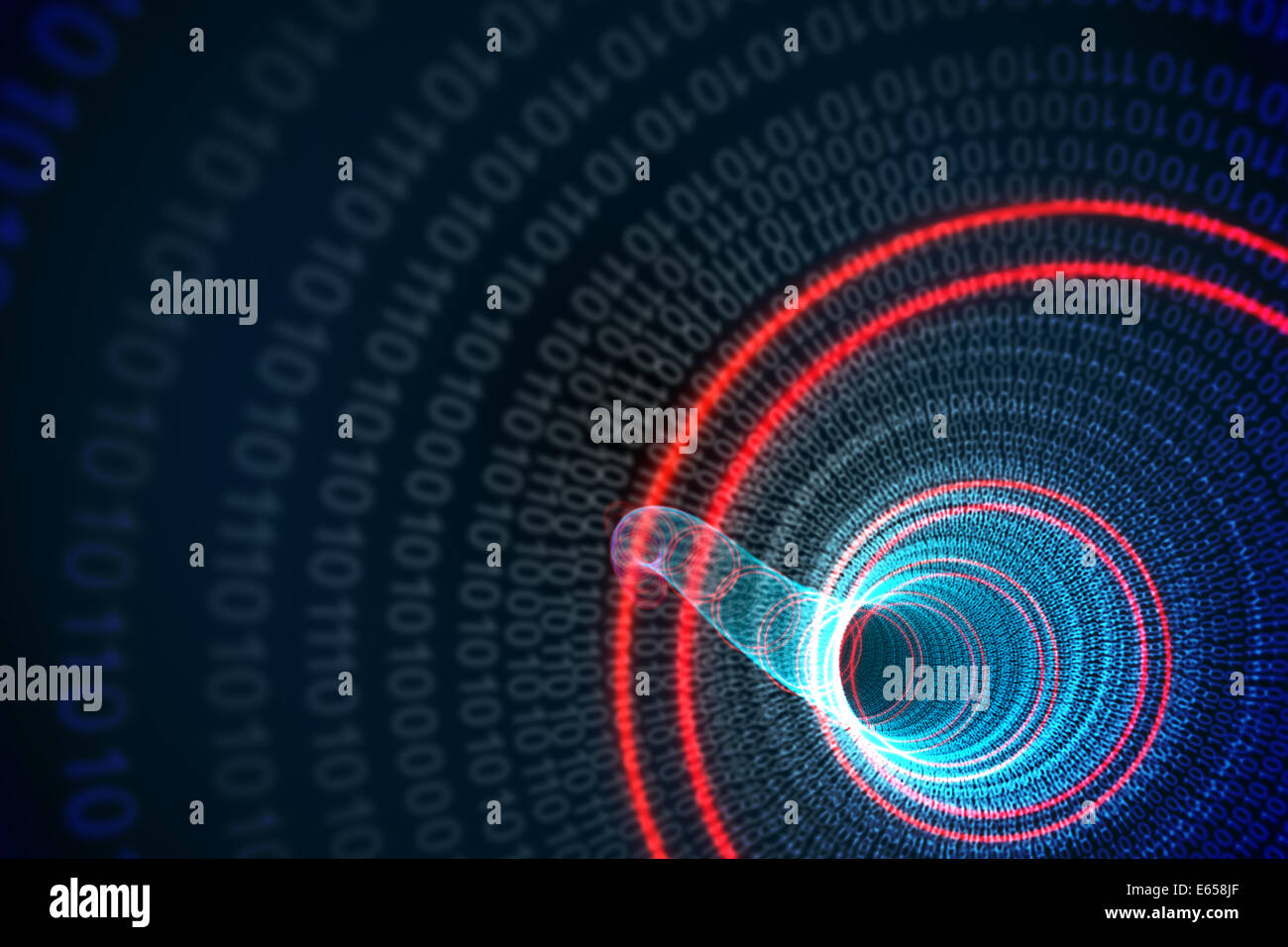 Binary spiral with red glow Stock Photo