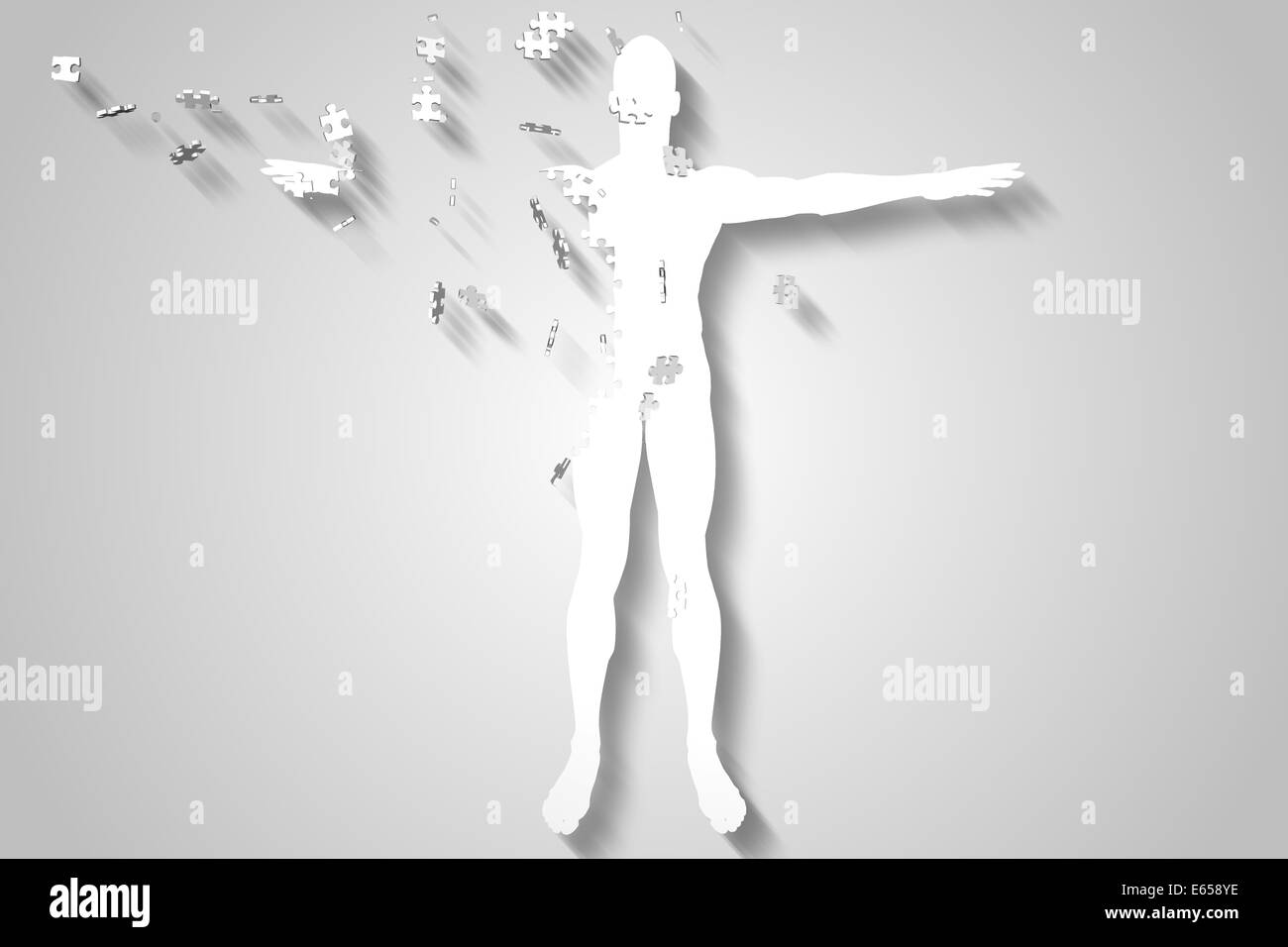 White jigsaw body breaking up Stock Photo Alamy