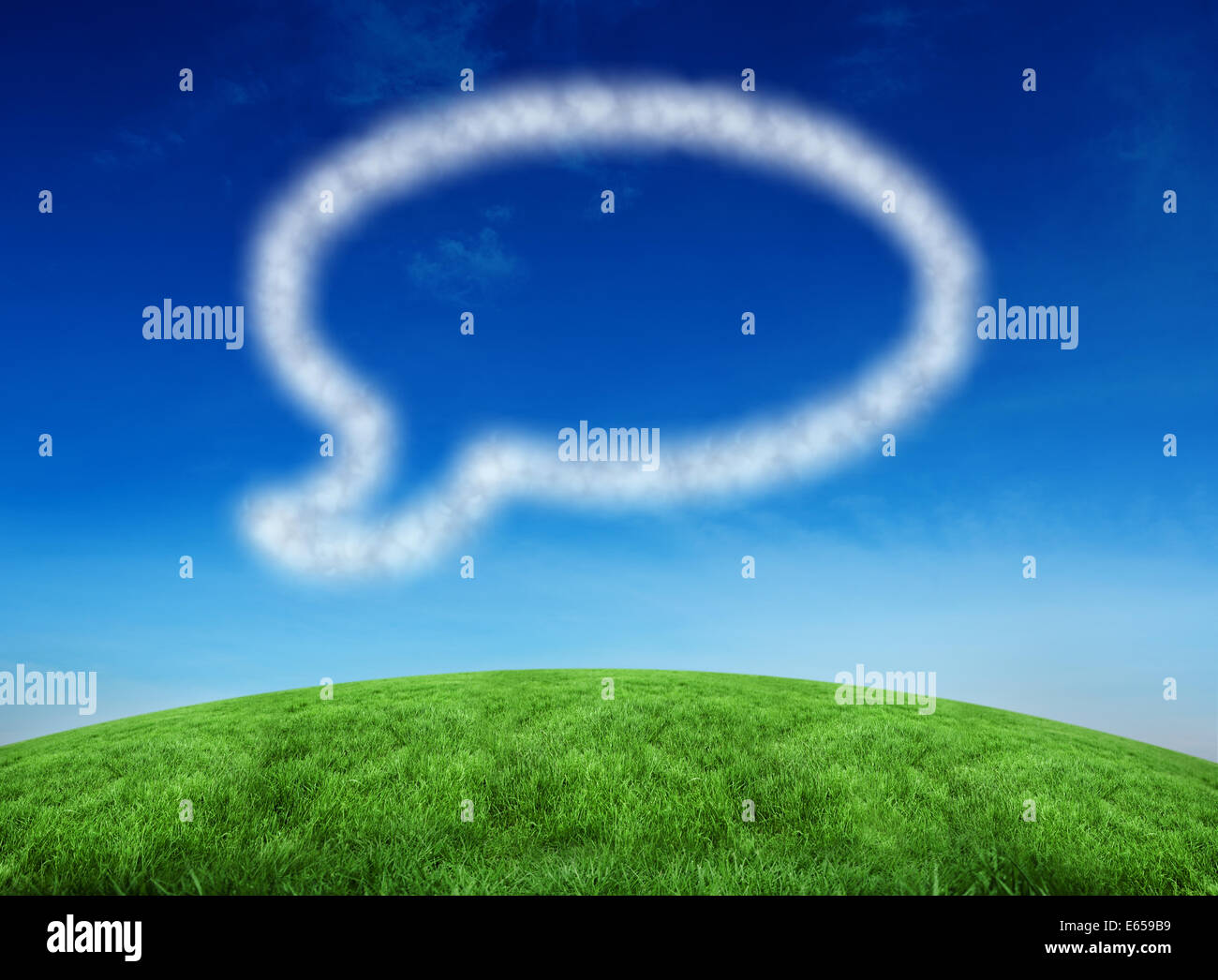 Composite image of cloud in shape of speech bubble Stock Photo - Alamy