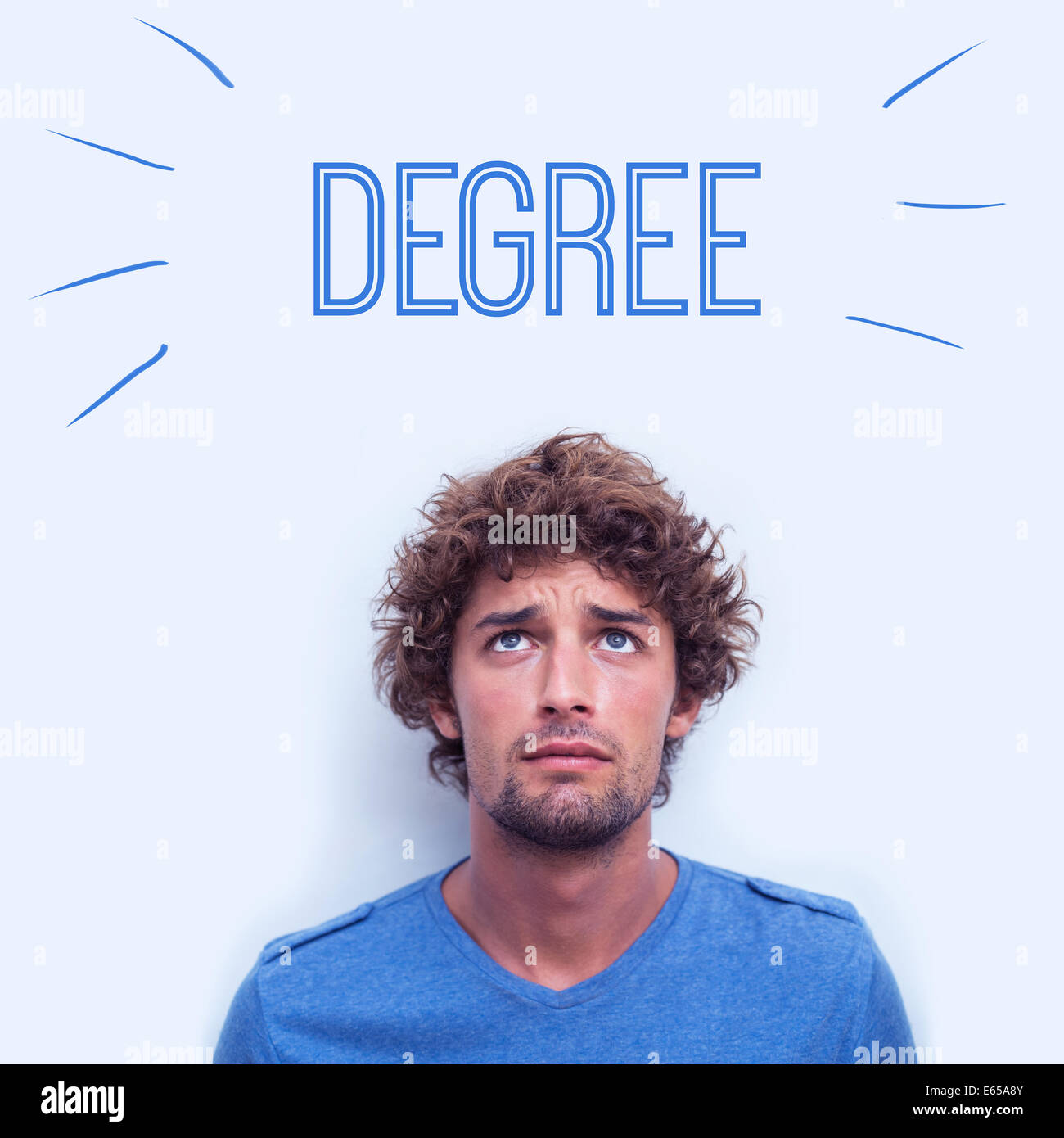 Degree against anxious student Stock Photo