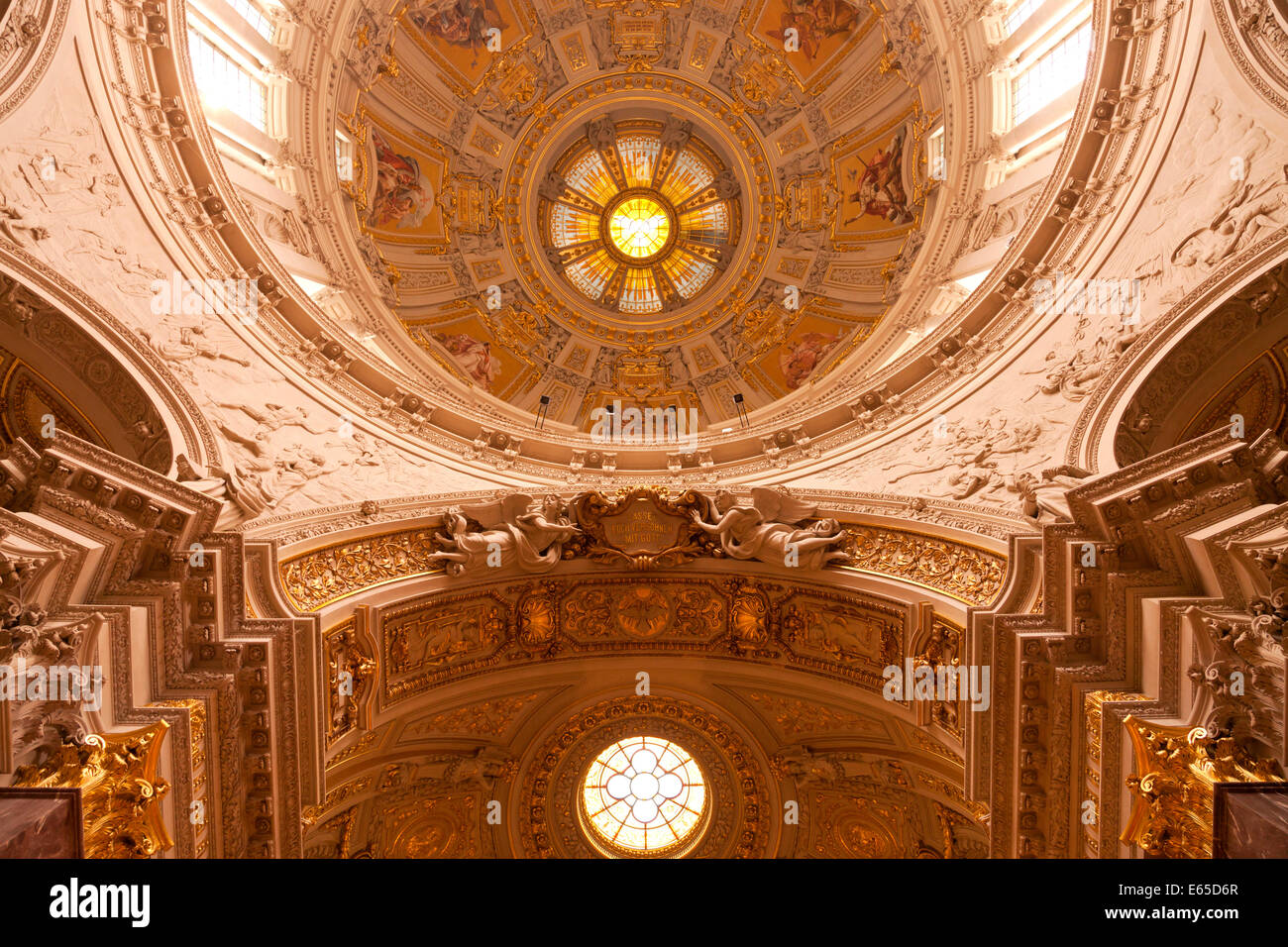 interior view and dome of the Berlin Cathedral or Dom in Berlin, Germany, Europe Stock Photo