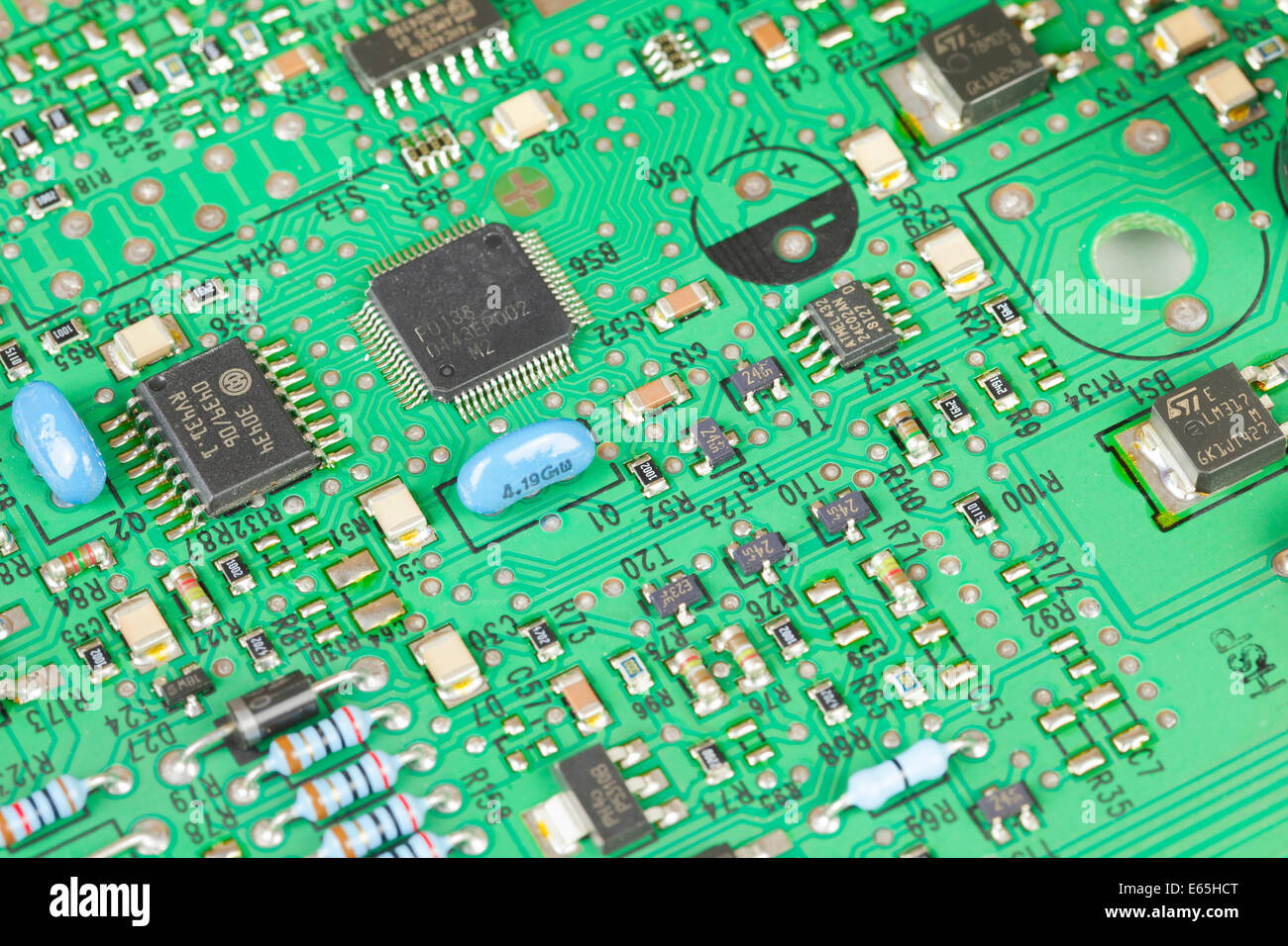Macro shot of an electrical circuit board Stock Photo
