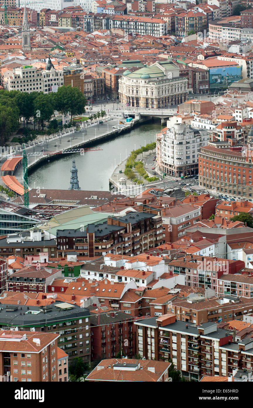 Arial view of Bilbao from the top of the Funucular de Artxanda Stock Photo