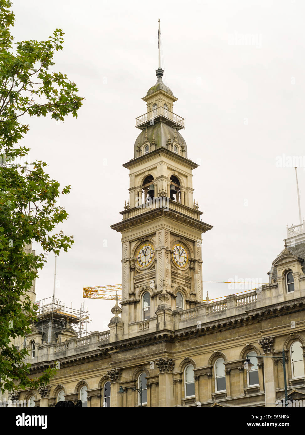 Dunedin Town Hall on the Octagon, on an overcast day, Dunedin, New Zealand Stock Photo