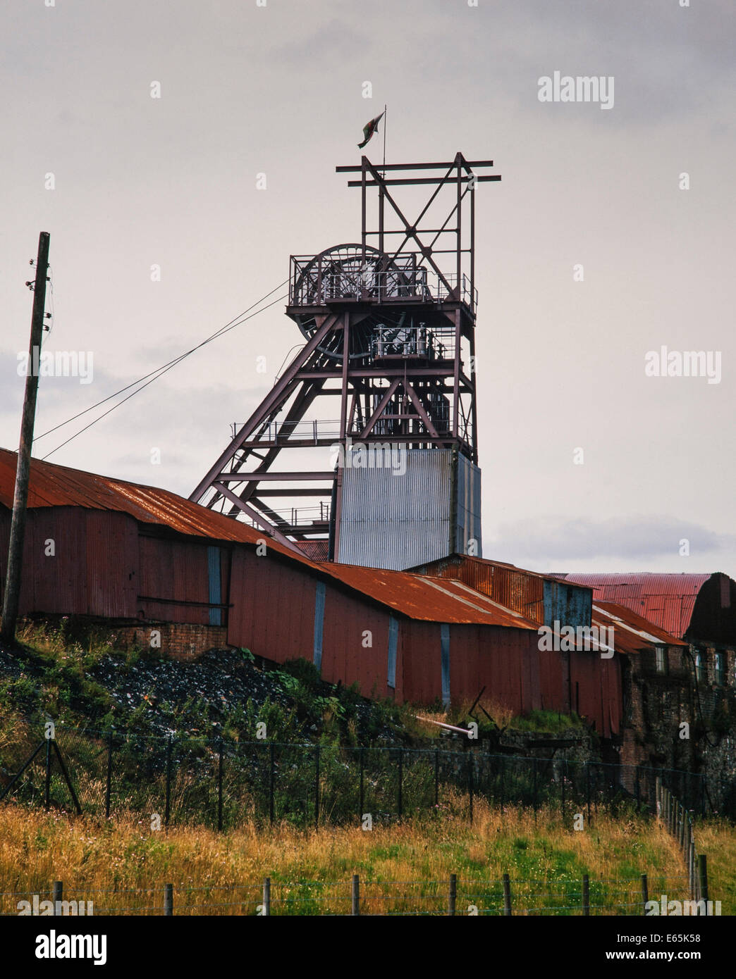 Headgear and Buildings, Big Pit Stock Photo