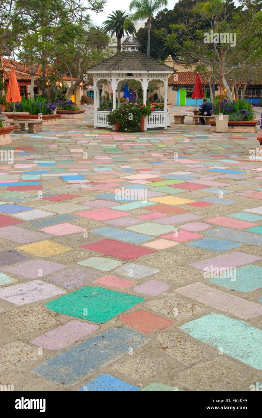 Spanish Art Village painted walk, Balboa Park, San Diego, California