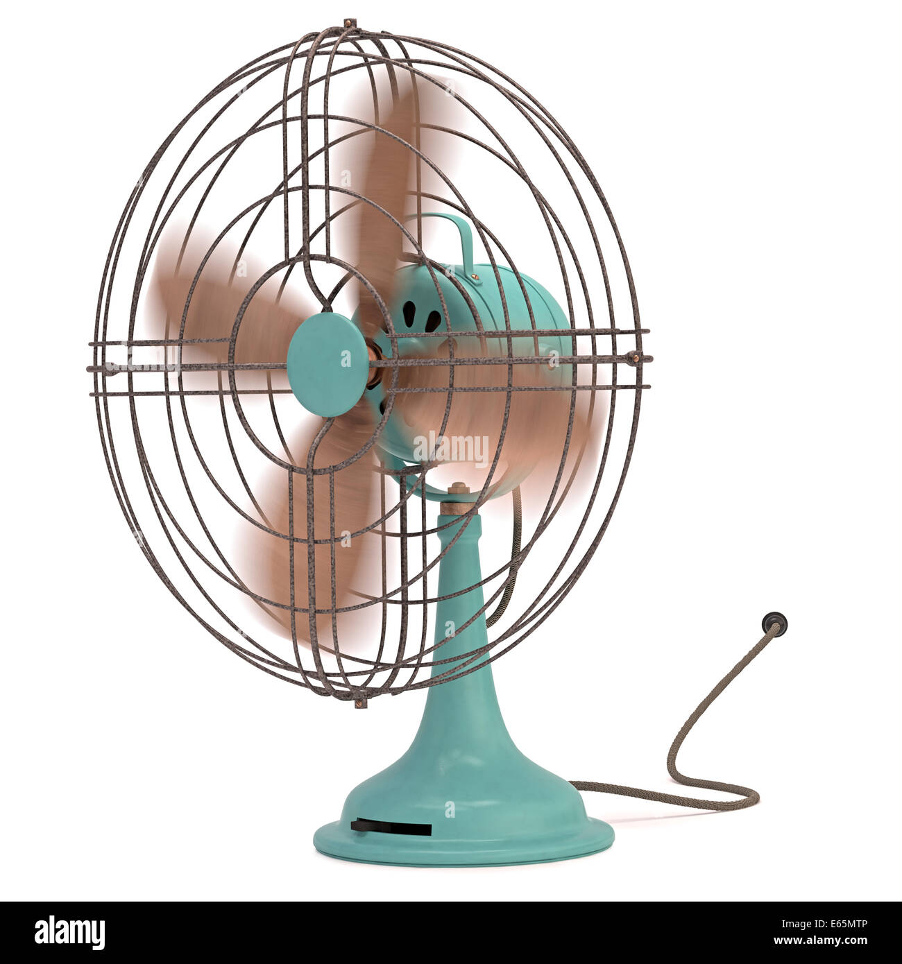 Antique and old fan isolated on the white background. Clipping path included. Stock Photo