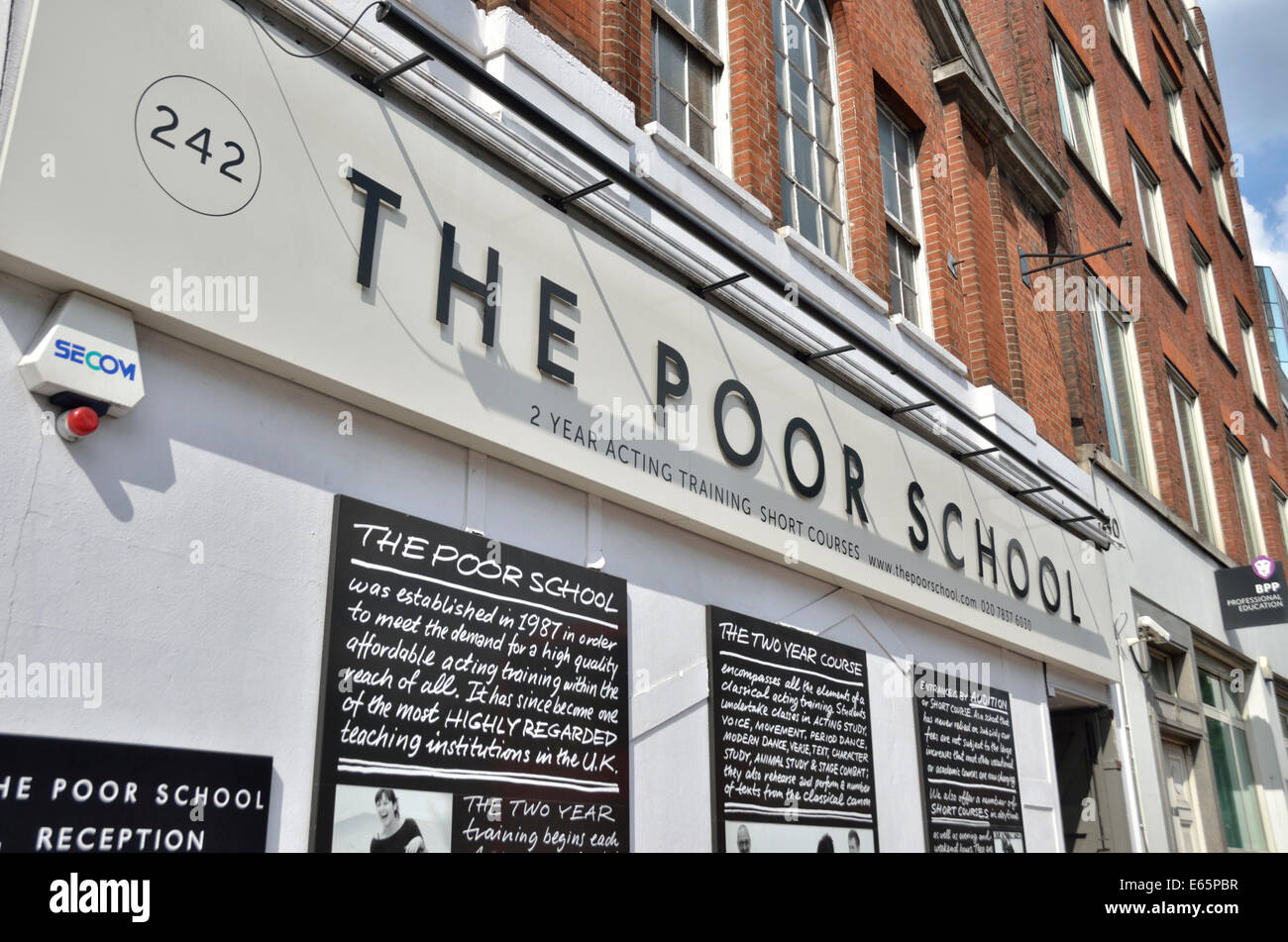 The Poor School drama school  in Pentonville Road, King’s Cross, London, UK. Stock Photo