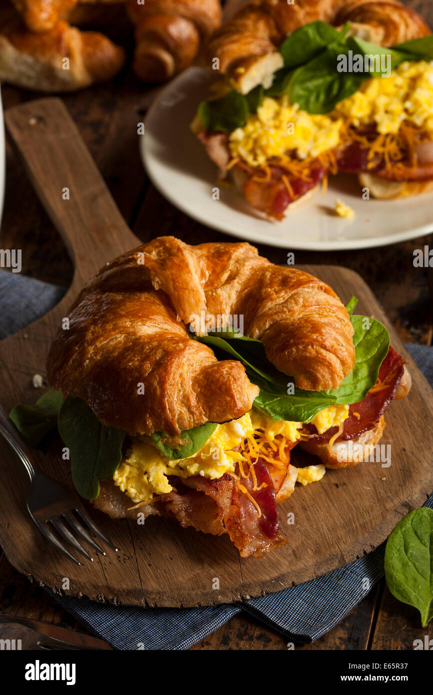 Ham and Cheese Egg Breakfast Sandwich on a Croissant Stock Photo Alamy