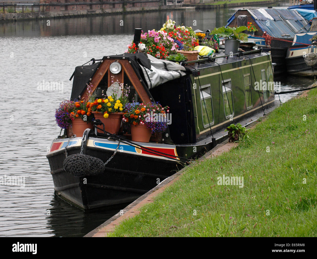 Canal boat decorated with flowers, Gloucester and Sharpness Canal, UK Stock Photo Alamy