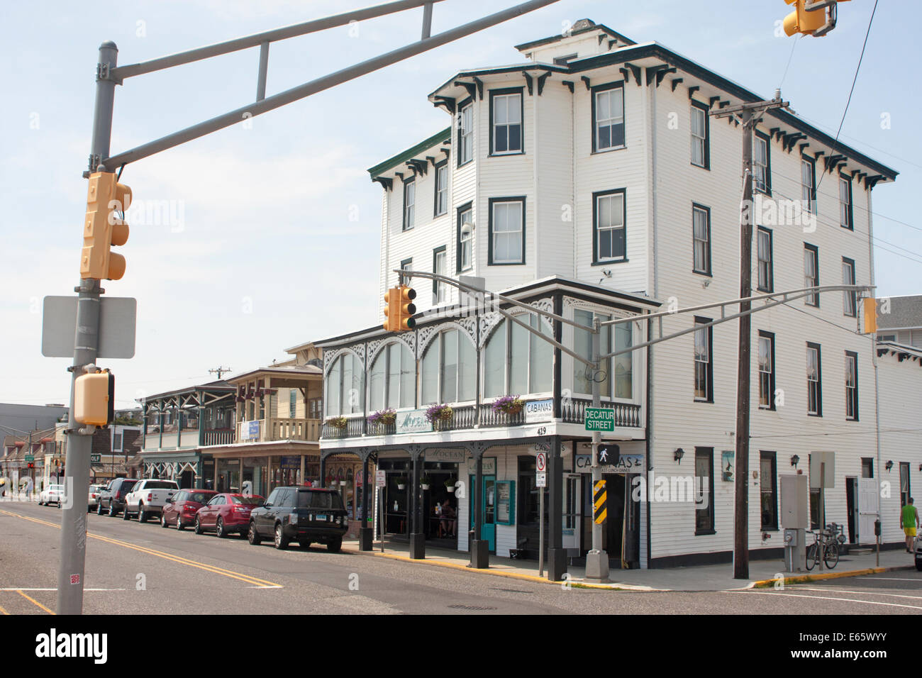 Shops and restaurants line Beach Avenue in Cape May, New Jersey, Jersey