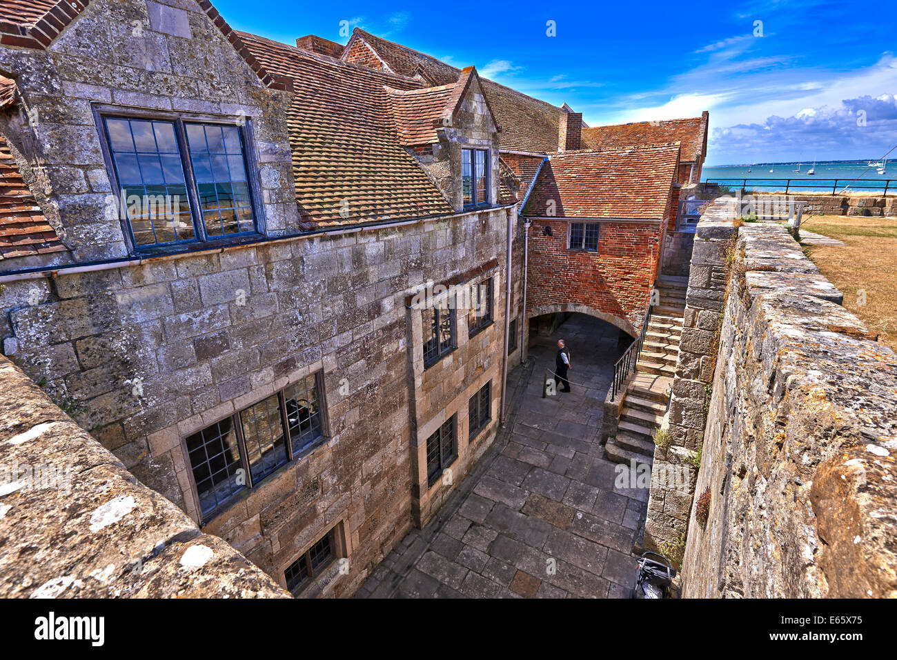 Yarmouth Castle is a small off-square blockhouse built by Henry VIII in 1547 Stock Photo