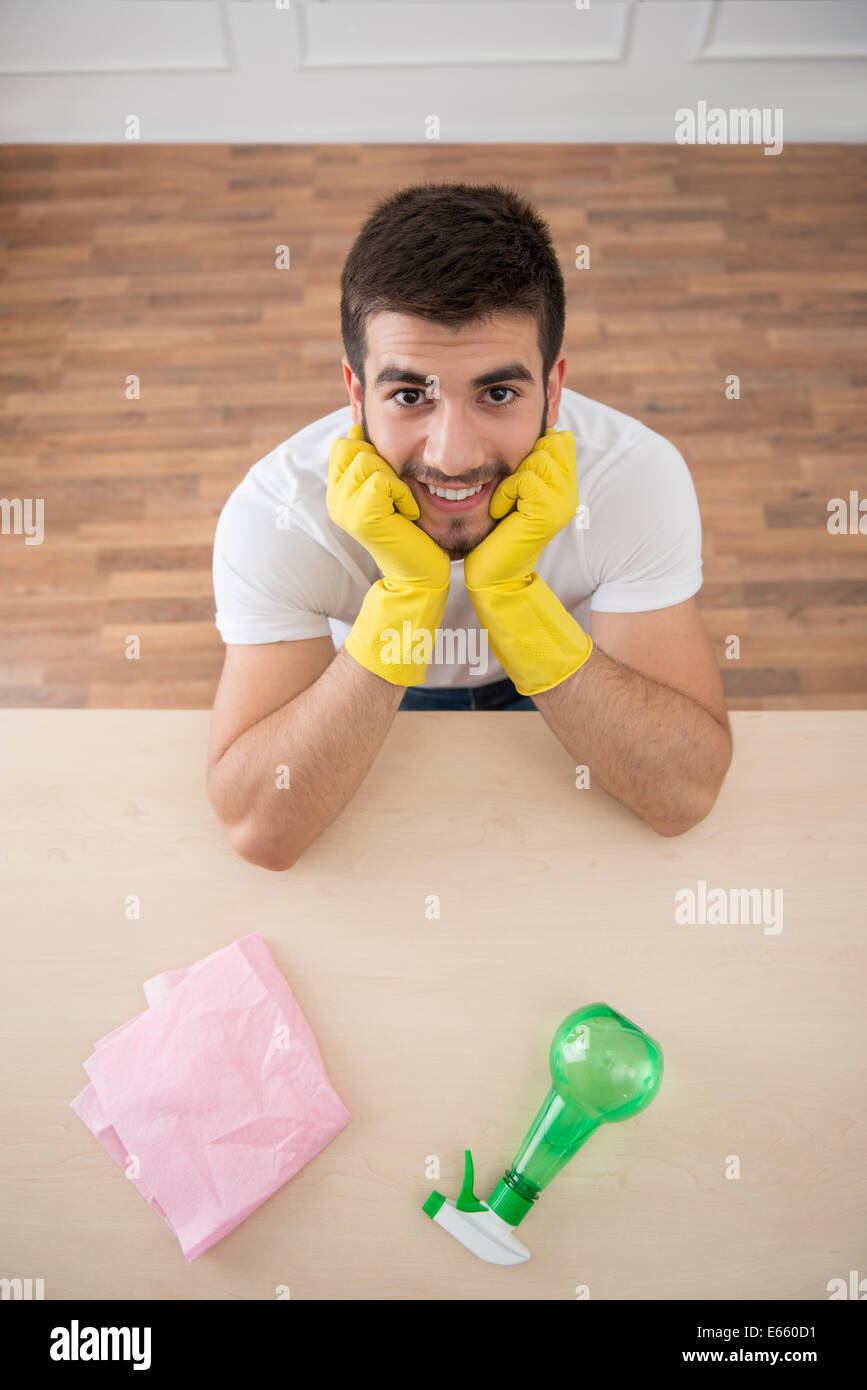 Top view young cleaner man hi-res stock photography and images - Alamy