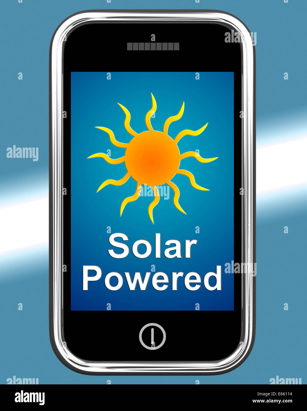 Solar Powered On Phone Showing Alternative Energy And Sunlight Stock ...