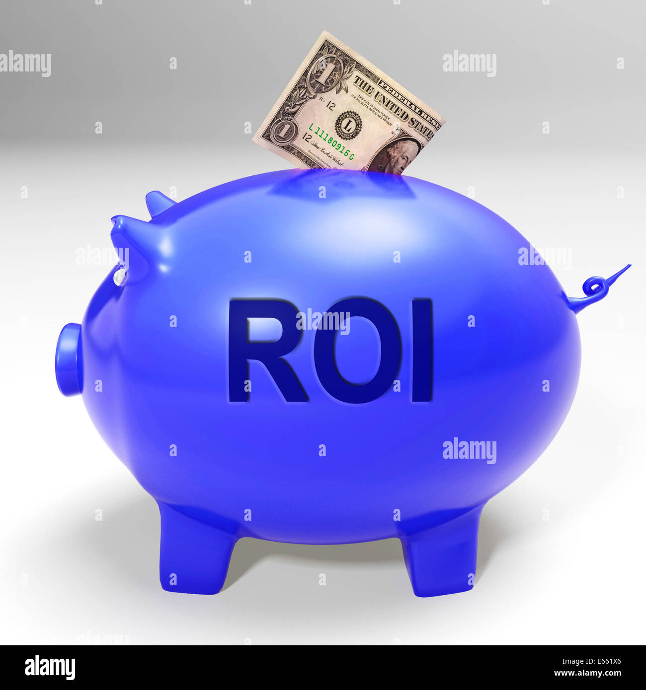 ROI Piggy Bank Meaning Investors Return And Stock Photo Alamy