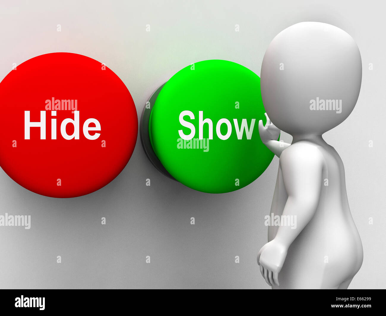 Hide Show Buttons Meaning Seek Find Look Discover Stock Photo - Alamy