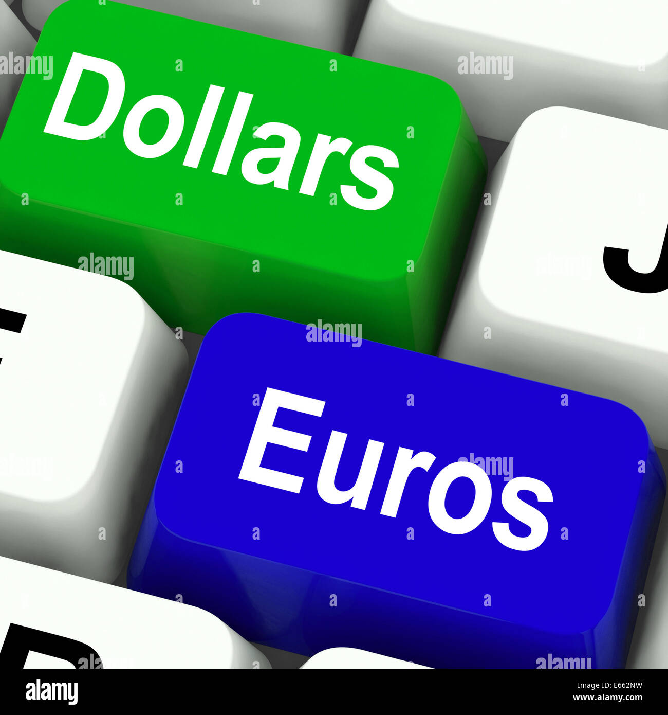 Dollar And Euros Keys Meaning Foreign Currency Exchange Online Stock