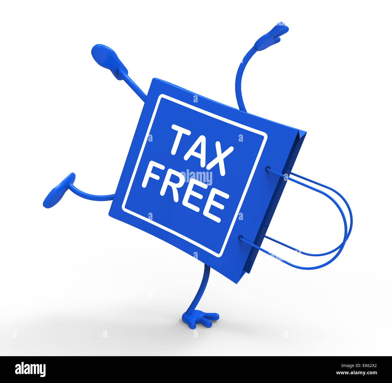 Tax Free Handstand Shopping Bag Showing No Duty Taxation Stock Photo