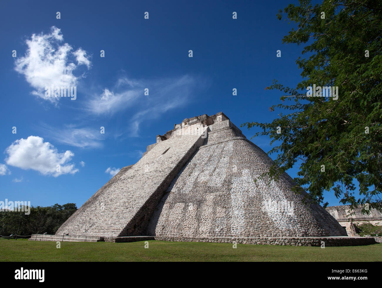 The Sorcerer's Pyramid at Uxmal, Yucatan, Mexico. Stock Photo