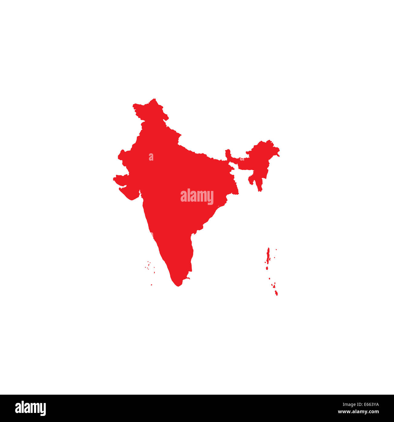 India outline with state hi res - Shape Of The Country Of India E663YA 