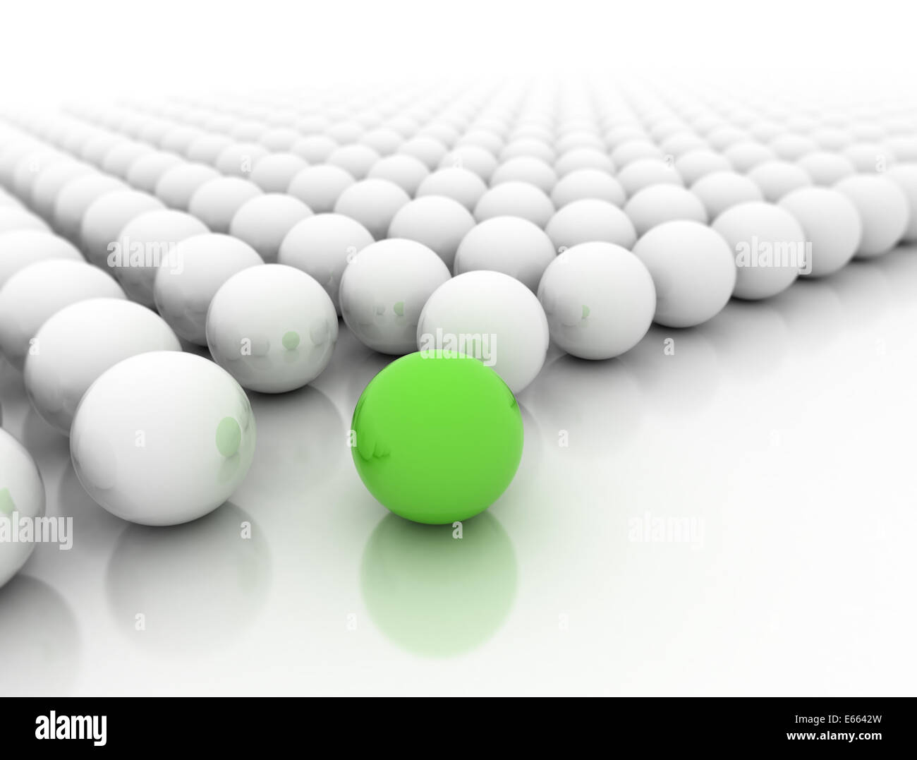 Green sphere standing out Stock Photo