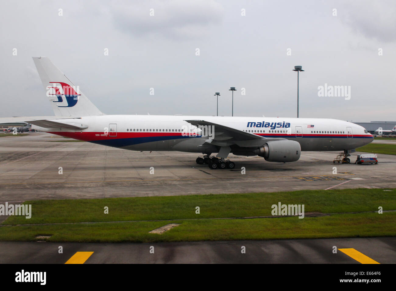 Malaysia Airlines Boeing 777-200 seen stored at Kuala Lumpur International airport Stock Photo