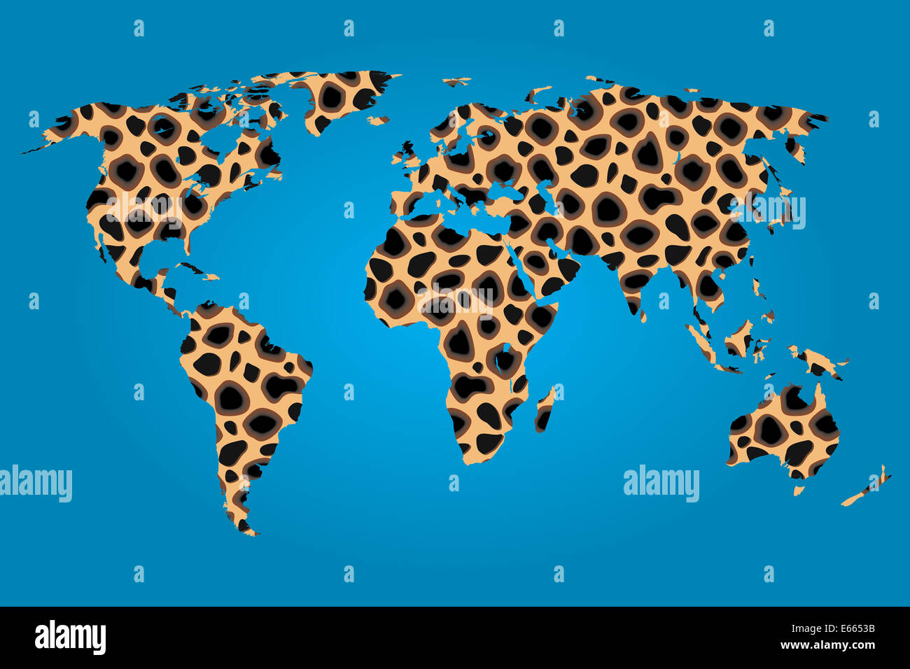 Map Of The World Filled With A Cheetah Pattern Stock Photo Alamy   Map Of The World Filled With A Cheetah Pattern E6653B 