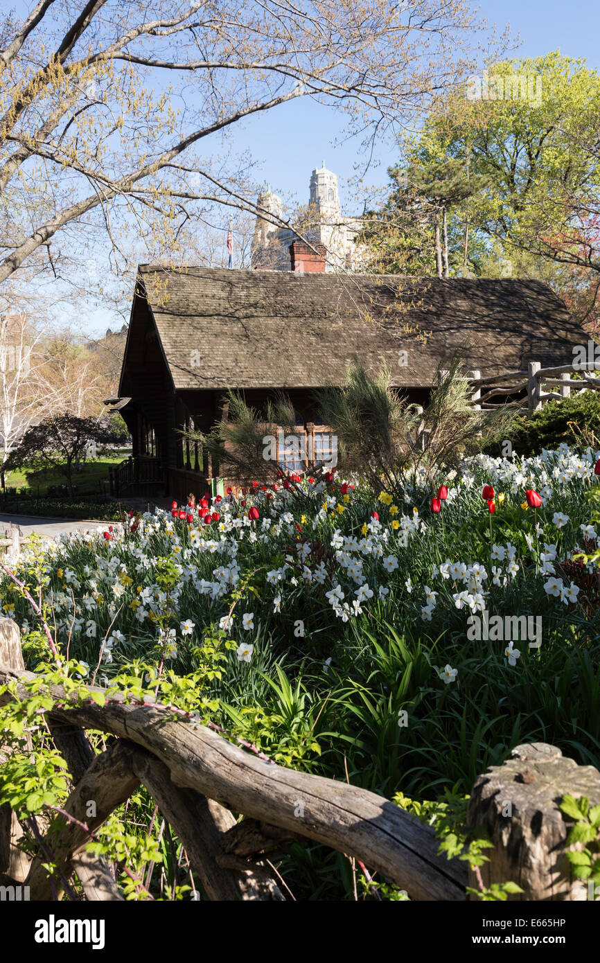 Shakespeare Garden and Swedish Cottage Marionette Theatre in Central Park, NYC, USA Stock Photo