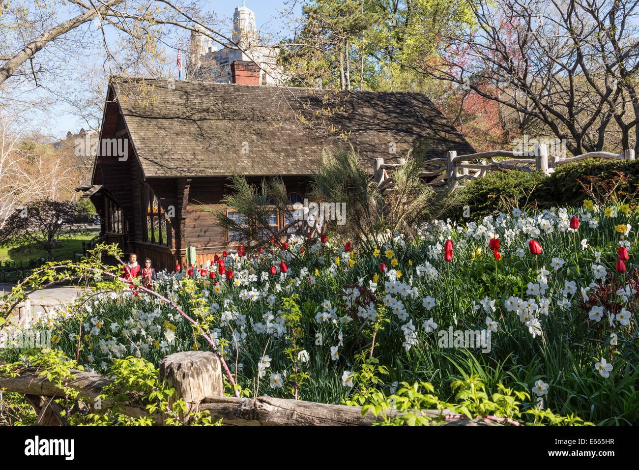 Shakespeare Garden and Swedish Cottage Marionette Theatre in Central Park, NYC, USA Stock Photo