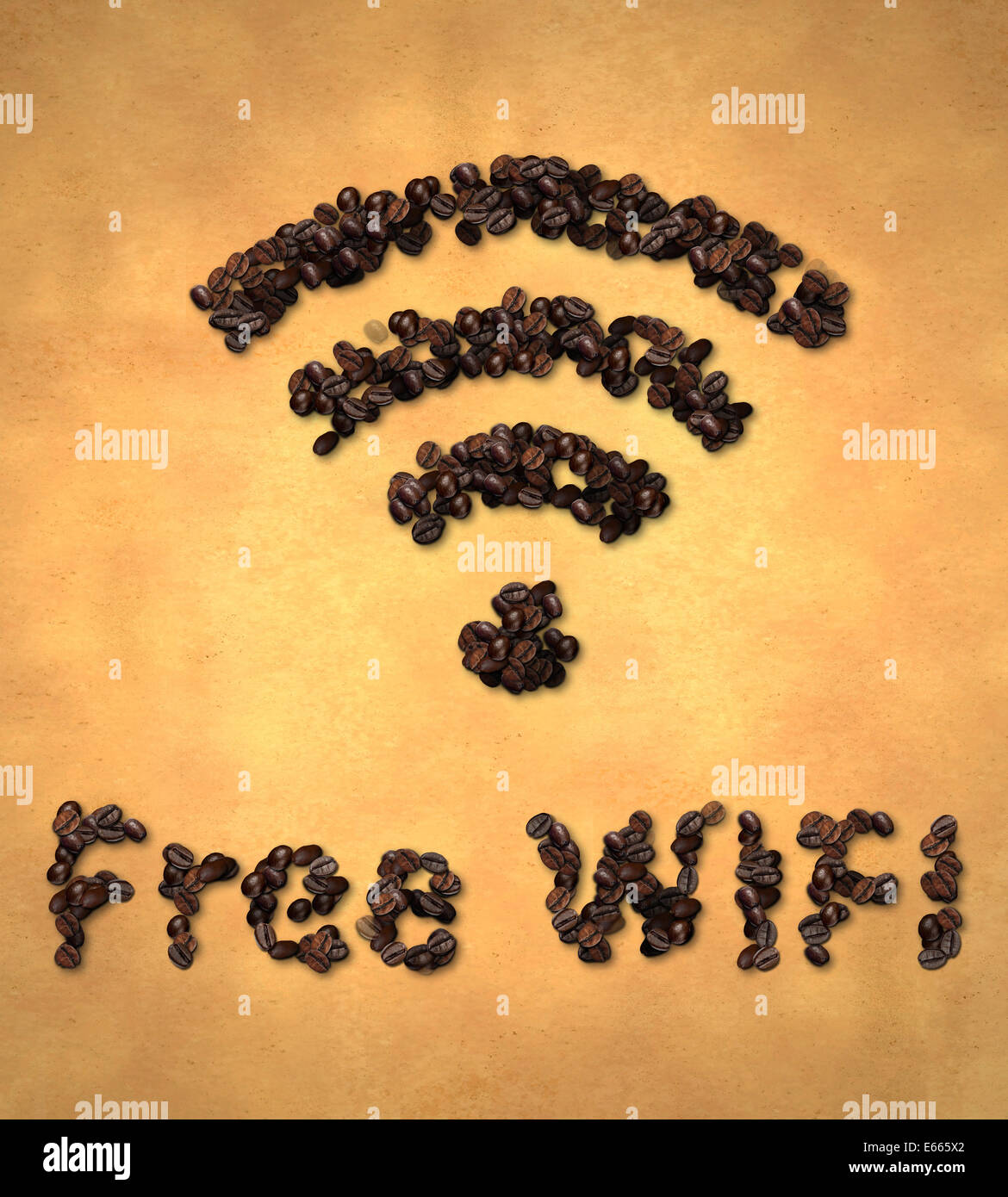 Free Wifi Icon Coffee Bean on Old Paper Stock Photo Alamy