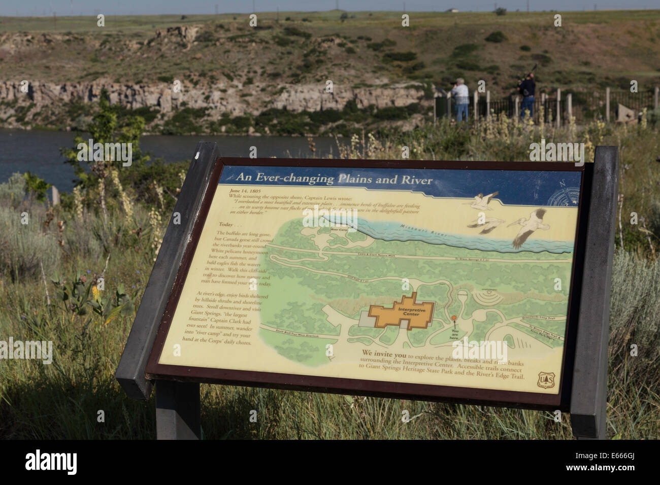 Sign with Map at the Lewis amp Clark - Sign With Map At The Lewis Clark National Historic Trail Interpretive E666GJ 