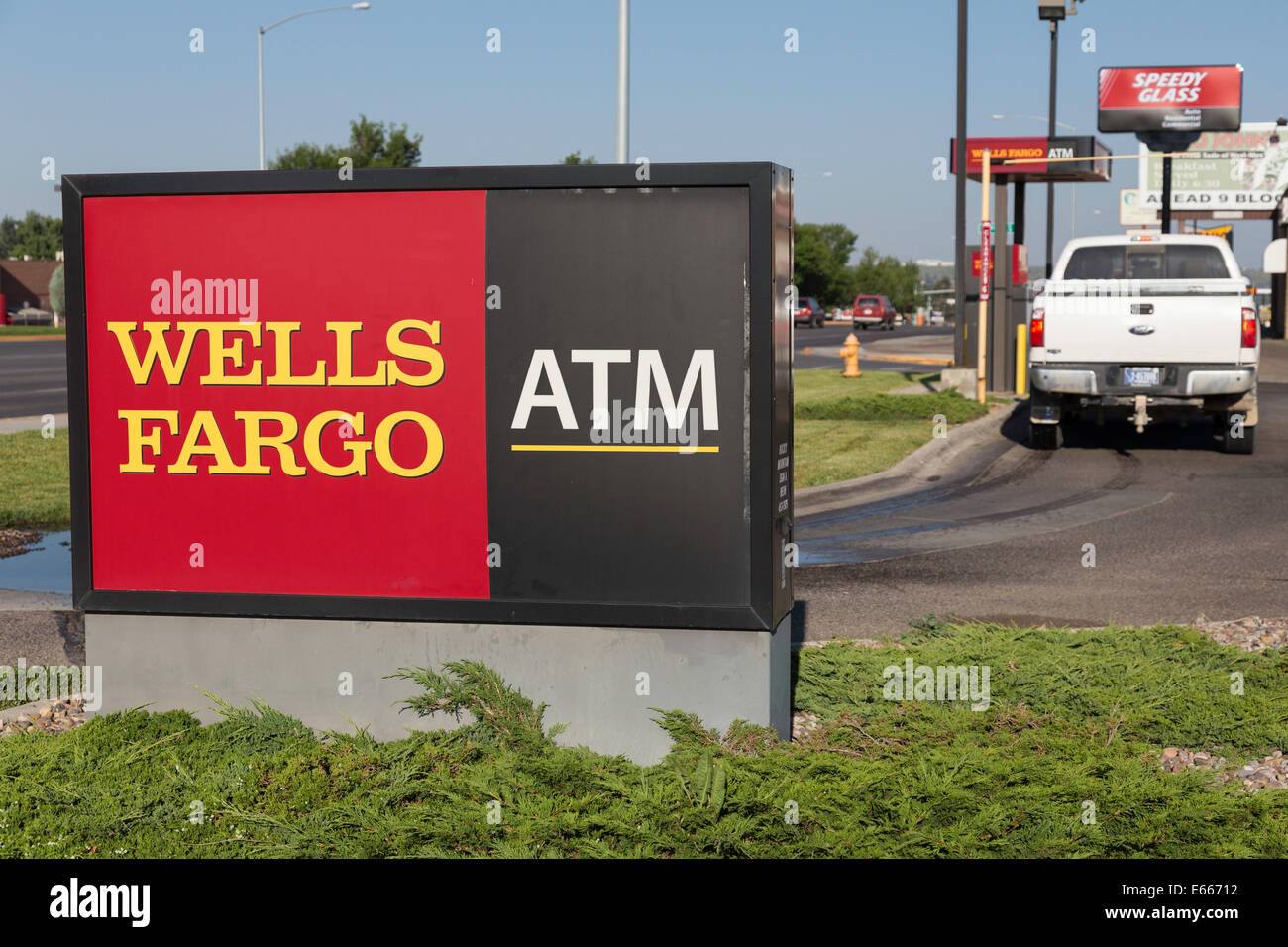 Wells Fargo Bank Drive-thru ATM, USA Stock Photo